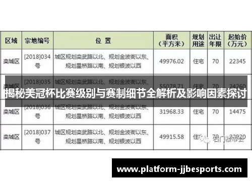 揭秘美冠杯比赛级别与赛制细节全解析及影响因素探讨